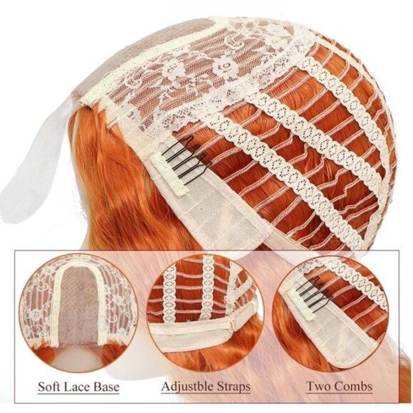 Long Ginger Orange Middle Part Wigs - Picture 4 of 6